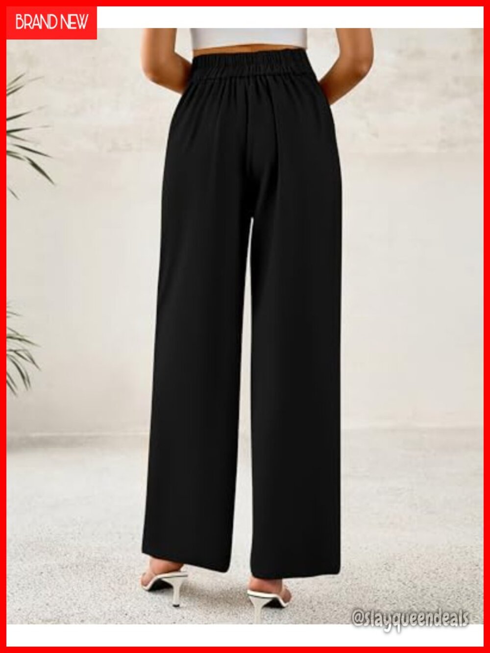 Wide Leg Dress Pants Women Business Casual High Waisted Palazzo Trousers - Picture 2 of 6